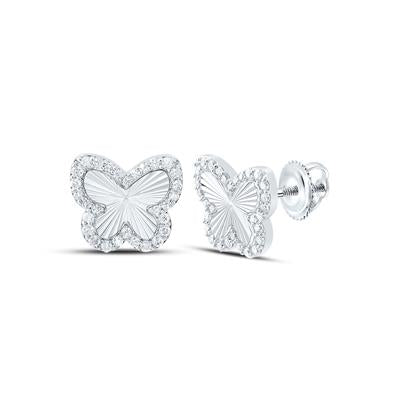 10K White Gold 3/8Ct Diamond Fashion Butterfly Earrings