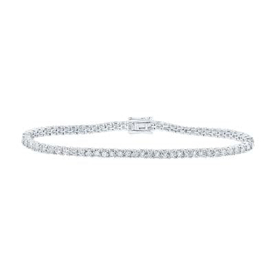 10K White Gold 1-1/2 Ct Diamond  Fashion Tennis Colored Bracelet