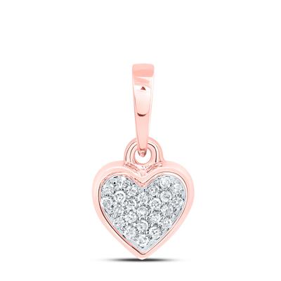 10K Rose Gold 1/20Ct Diamond Gift Heart Pendant