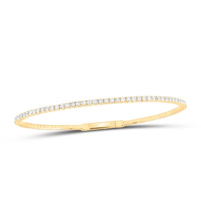 14K Yellow Gold 1-5/8Ct Diamond Fashion Flexible Bangle Bracelet