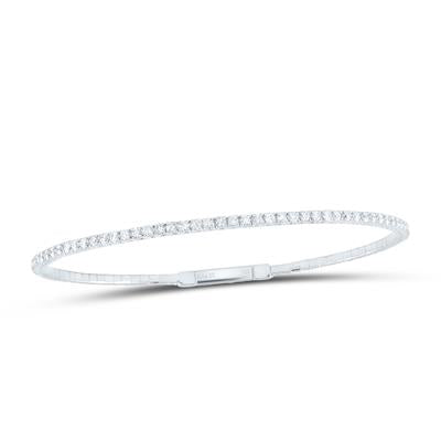 14K White Gold 1-5/8Ct Diamond Fashion Flexible Bangle Bracelet