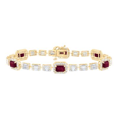 14K Yellow Gold 3-1/3CtDiamond 3 5/8Ct Emerald Ruby Natural Gem  Fashion Colored Bracelet