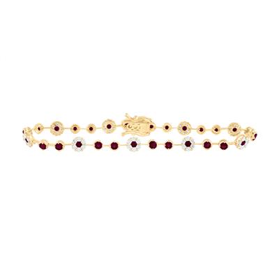 14 K Yellow Gold7/8Ct Diamond 1-7/8Ct Ruby Natural Gem Fashion Colored Bracelet