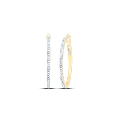 10K Yellow Gold 1/5Ct Diamond Fashion Hoop Earrings