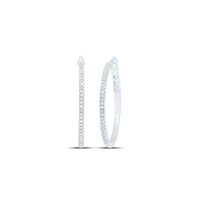 10K White Gold 1/5Ct Diamond Fashion Hoop Earrings