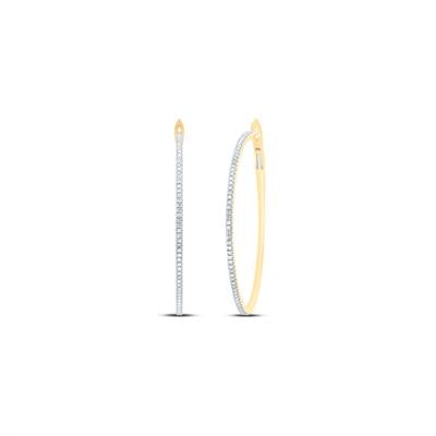 10K Yellow Gold 1/2Ct Diamond Fashion Hoop Earrings