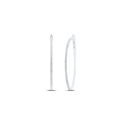 10K White Gold 1/2Ct Diamond Fashion Hoop Earrings