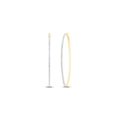 10K Yellow Gold 3/4Ct Diamond Fashion Hoop Earrings